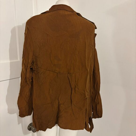 Fashion 18 size Large Neutral Brown Lagenlook Flowy Lightweight Jacket - Picture 2 of 6